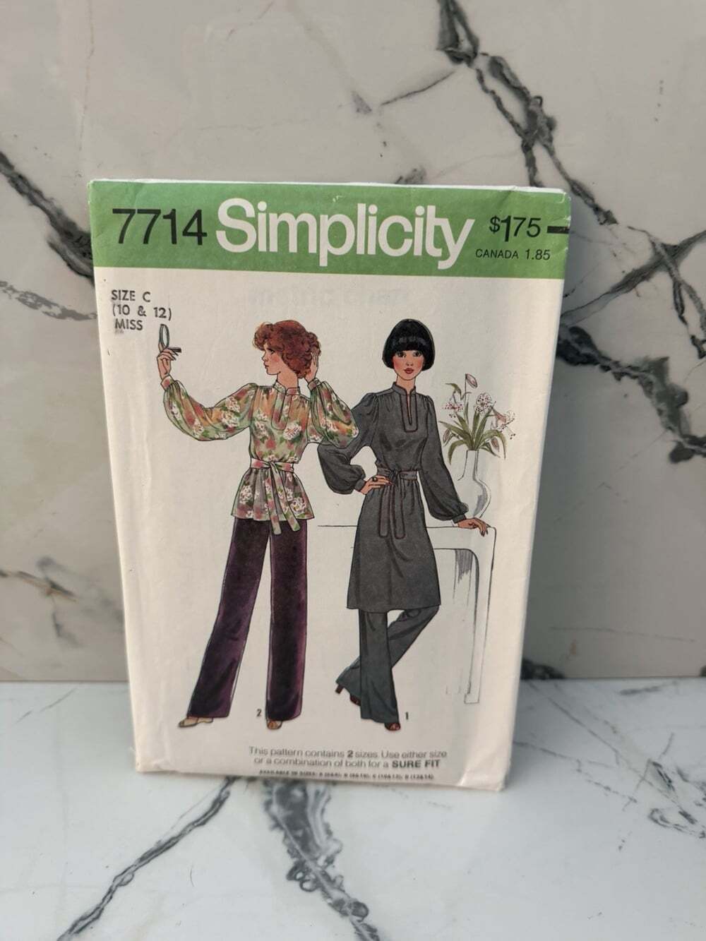 Simplicity 7714 Vintage 1970s Misses Dress Shirt Pant Sewing Pattern Size 10-12